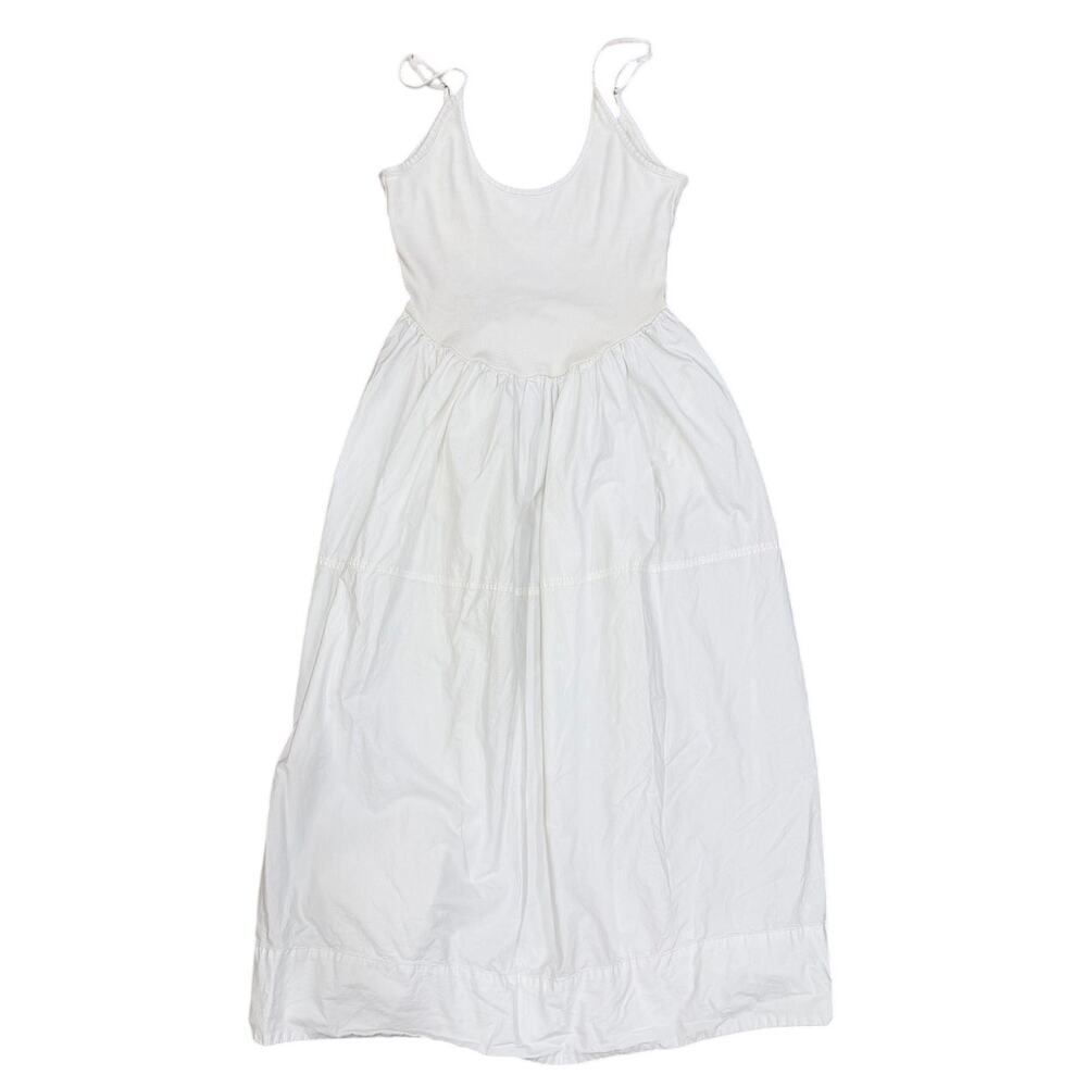 Free People Dylan White Scoop Back Cotton Midi Dress Size Medium - Picture 2 of 8
